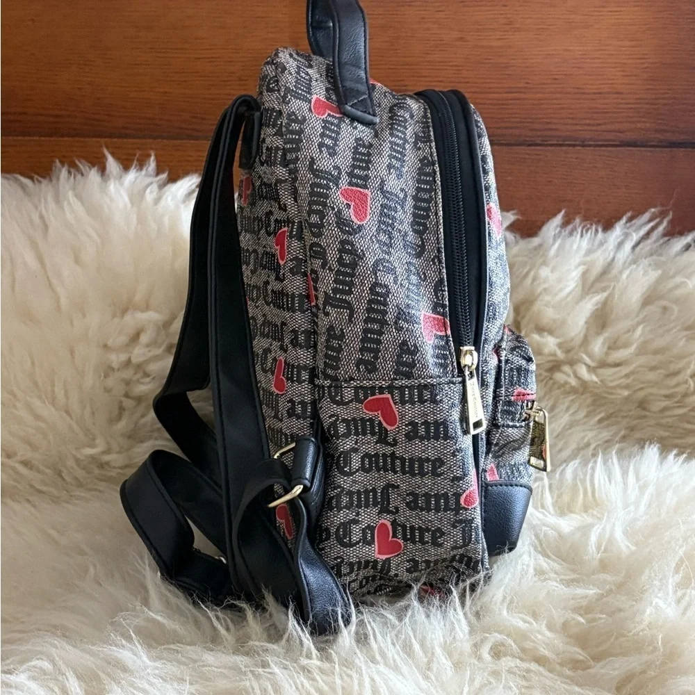 Juicy Couture Logo Black and Red Heart Mini Backpack